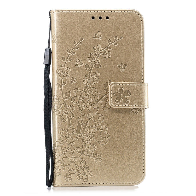 For Galaxy J6+ Plum Flowers Pattern Horizontal Flip Leather Case with Holder & Card Slots & Wallet & Lanyard