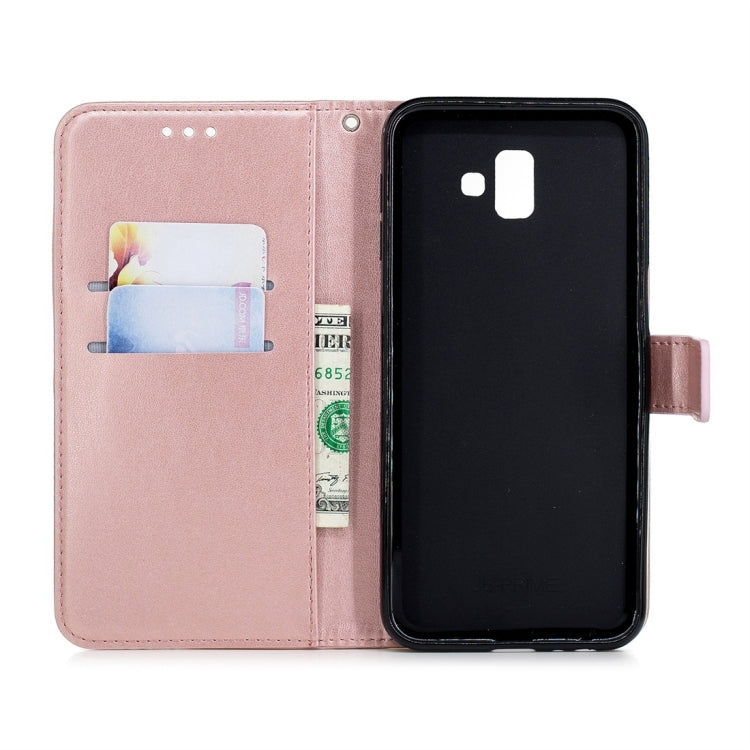 For Galaxy J6+ Plum Flowers Pattern Horizontal Flip Leather Case with Holder & Card Slots & Wallet & Lanyard