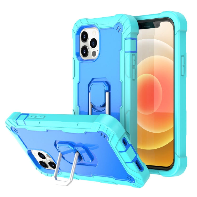 For iPhone 12 Pro PC + Rubber 3-layers Shockproof Protective Case with Rotating Holder