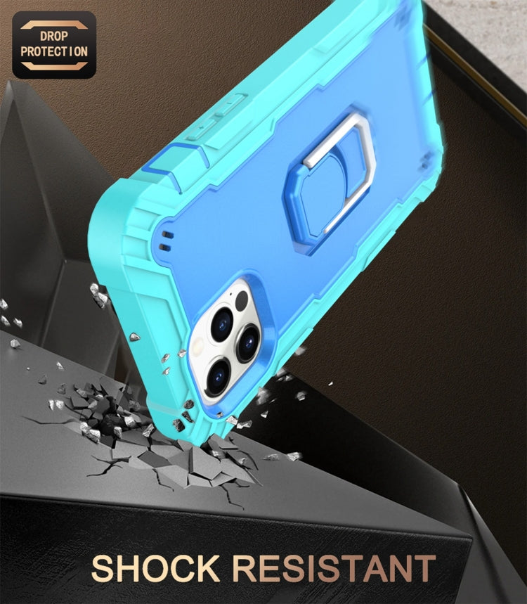 For iPhone 12 Pro PC + Rubber 3-layers Shockproof Protective Case with Rotating Holder