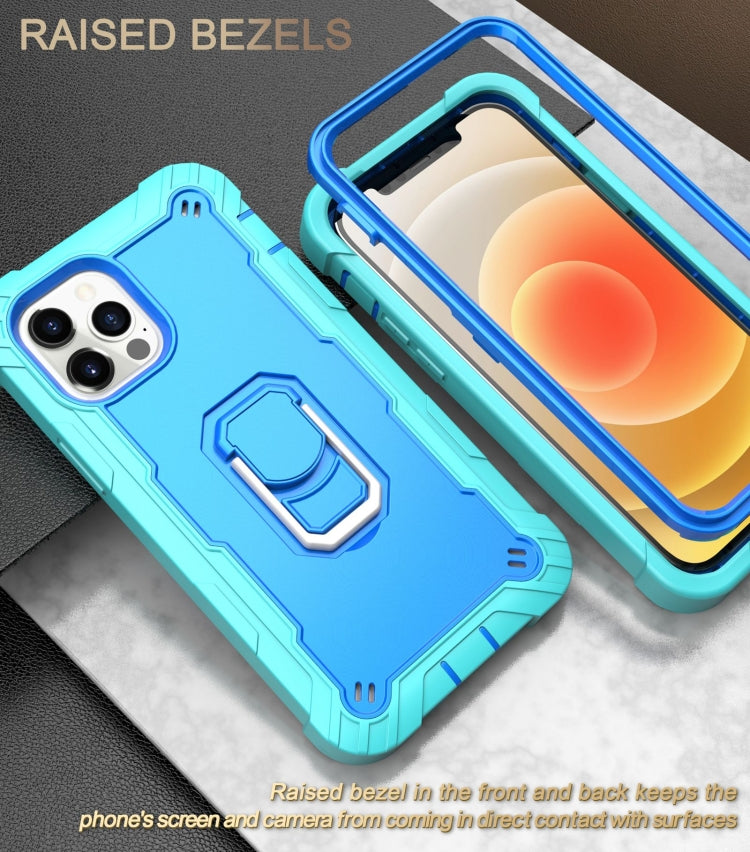 For iPhone 12 Pro PC + Rubber 3-layers Shockproof Protective Case with Rotating Holder