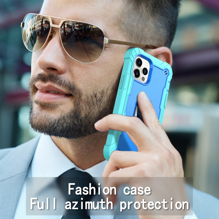 For iPhone 12 Pro PC + Rubber 3-layers Shockproof Protective Case with Rotating Holder