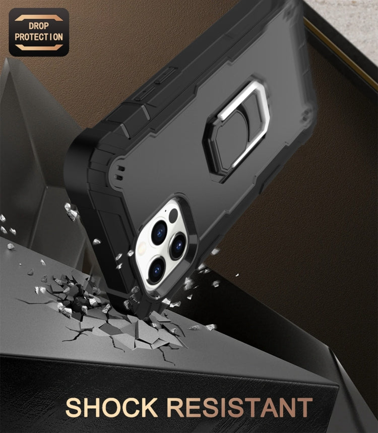 For iPhone 12 Pro PC + Rubber 3-layers Shockproof Protective Case with Rotating Holder