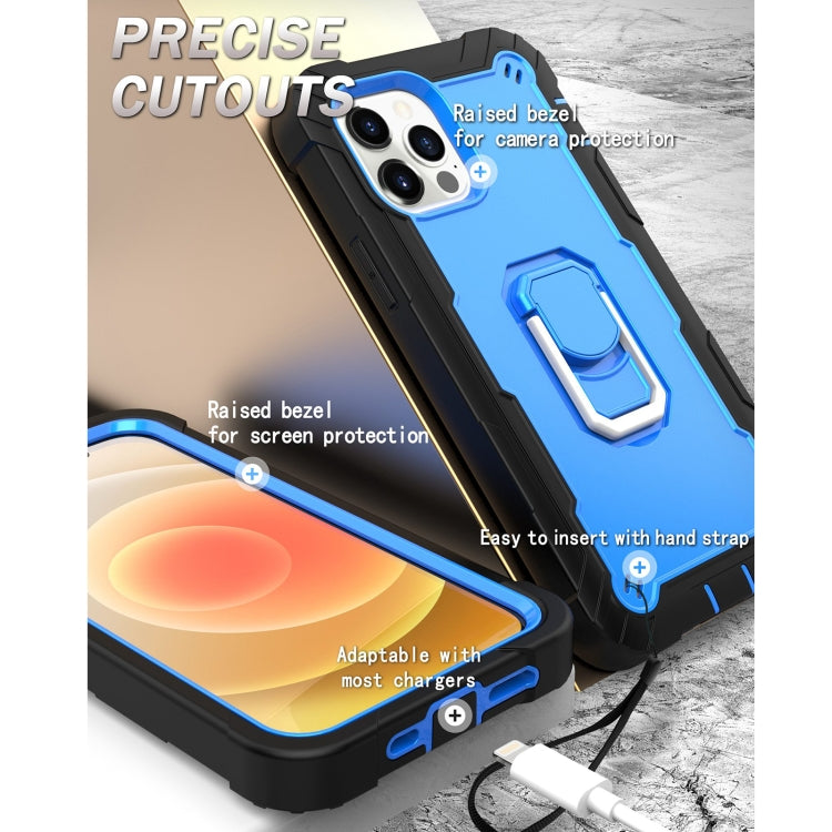 For iPhone 12 Pro PC + Rubber 3-layers Shockproof Protective Case with Rotating Holder