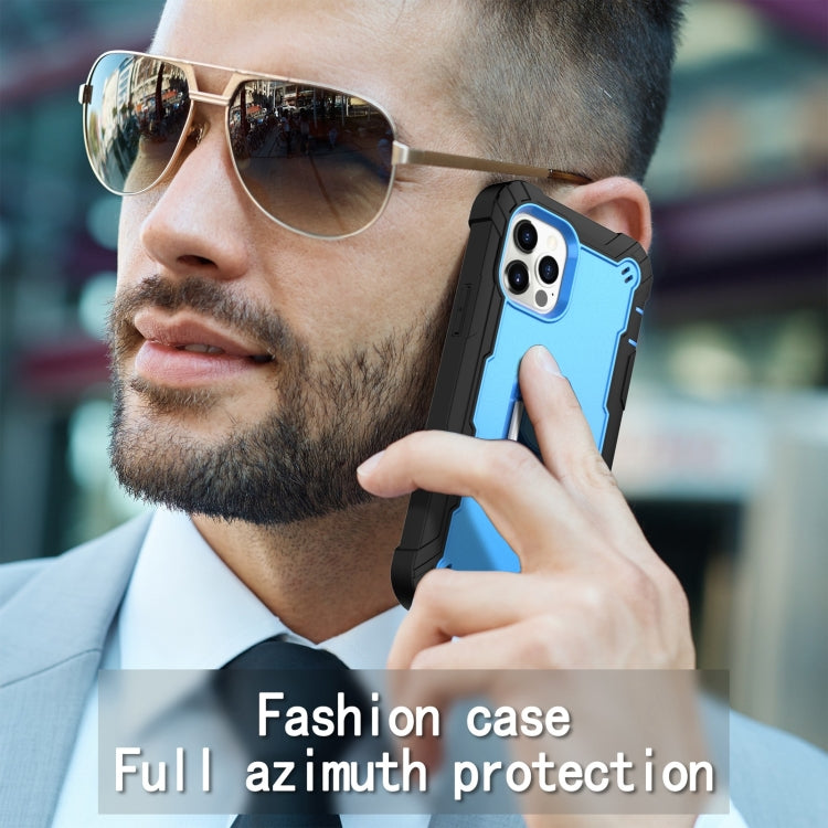 For iPhone 12 Pro PC + Rubber 3-layers Shockproof Protective Case with Rotating Holder