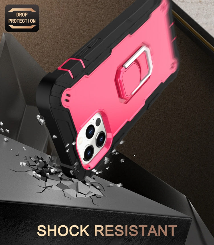 For iPhone 12 Pro PC + Rubber 3-layers Shockproof Protective Case with Rotating Holder