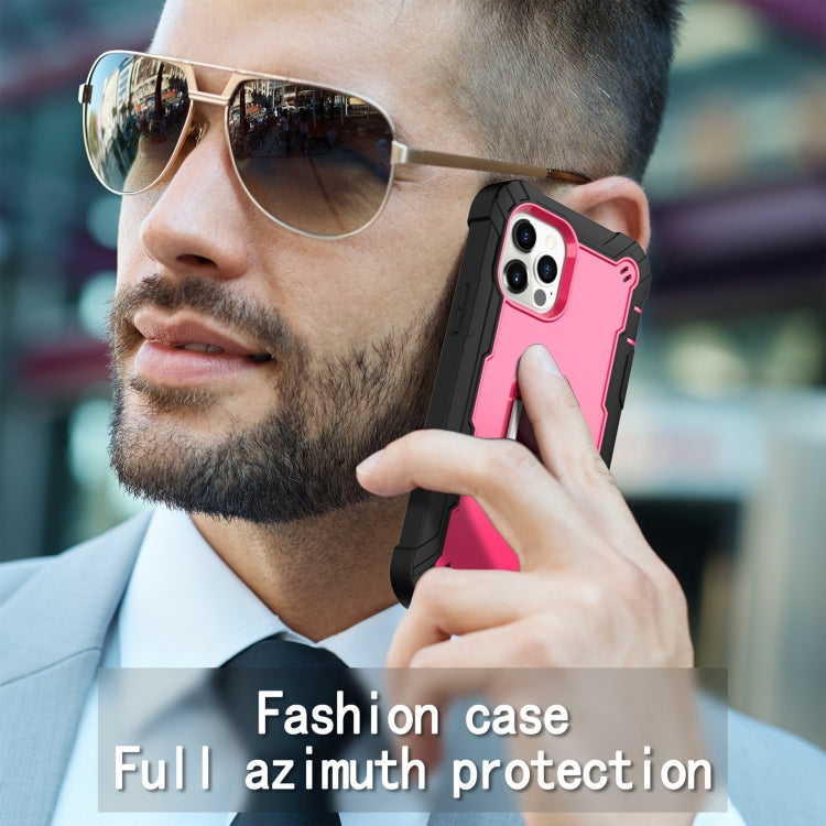 For iPhone 12 Pro PC + Rubber 3-layers Shockproof Protective Case with Rotating Holder