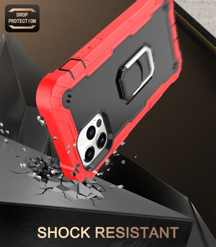 For iPhone 12 Pro PC + Rubber 3-layers Shockproof Protective Case with Rotating Holder