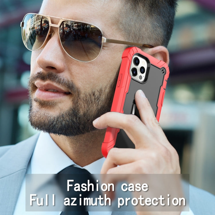 For iPhone 12 Pro PC + Rubber 3-layers Shockproof Protective Case with Rotating Holder
