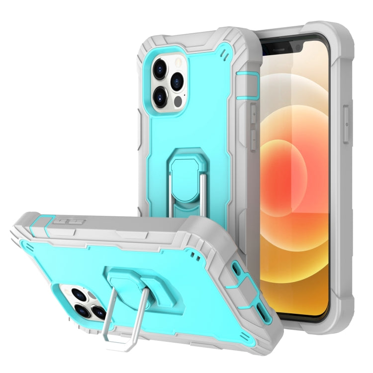 For iPhone 12 Pro PC + Rubber 3-layers Shockproof Protective Case with Rotating Holder