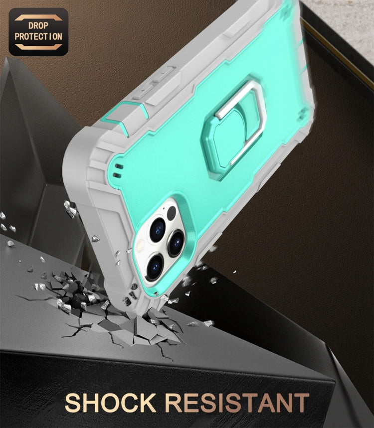 For iPhone 12 Pro PC + Rubber 3-layers Shockproof Protective Case with Rotating Holder