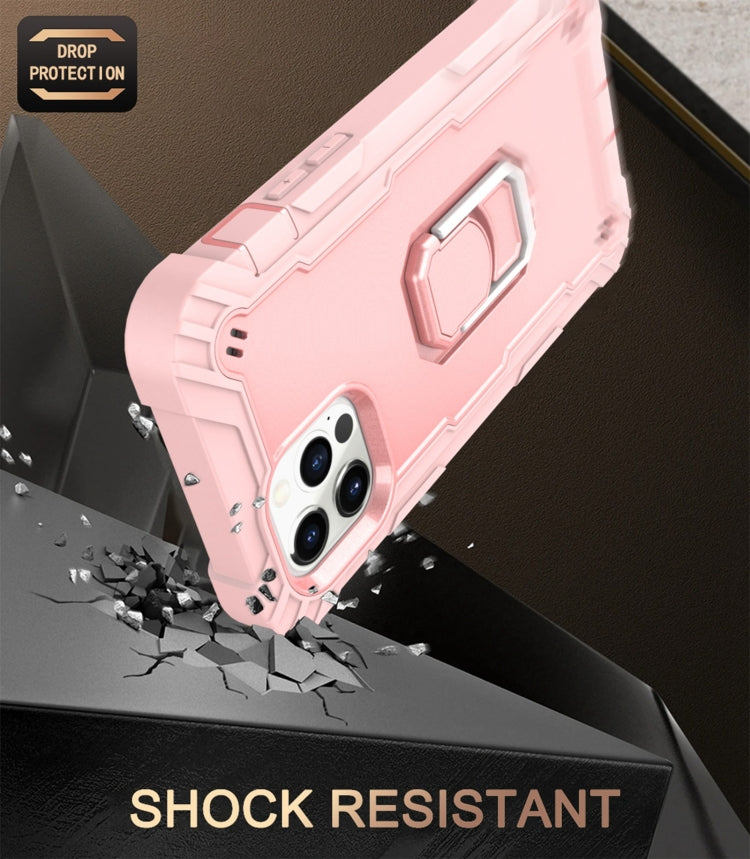 For iPhone 12 Pro PC + Rubber 3-layers Shockproof Protective Case with Rotating Holder