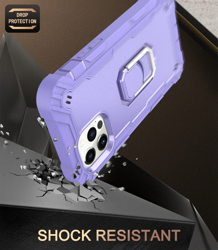 For iPhone 12 Pro PC + Rubber 3-layers Shockproof Protective Case with Rotating Holder