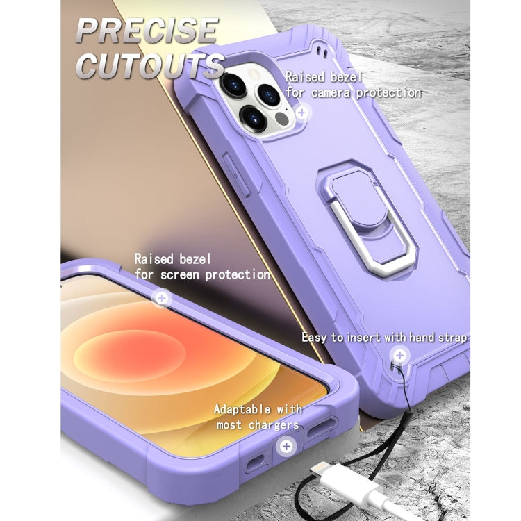 For iPhone 12 Pro PC + Rubber 3-layers Shockproof Protective Case with Rotating Holder