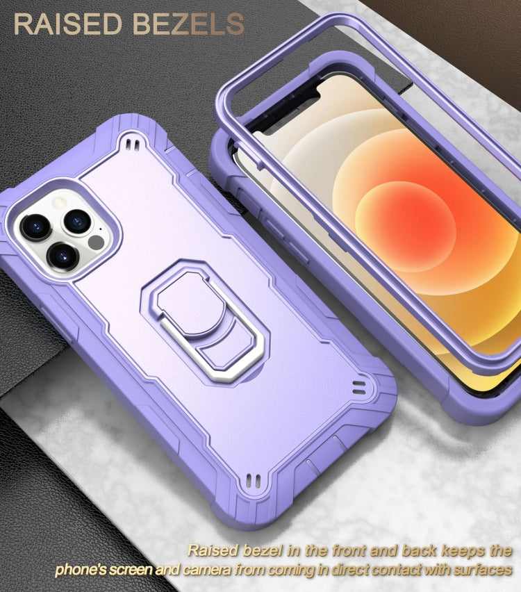 For iPhone 12 Pro PC + Rubber 3-layers Shockproof Protective Case with Rotating Holder