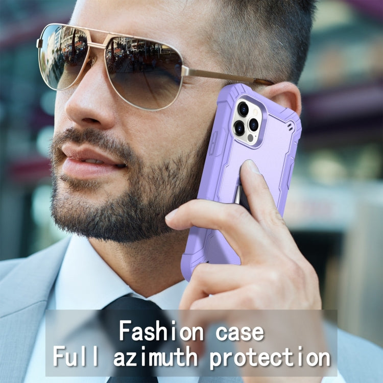 For iPhone 12 Pro PC + Rubber 3-layers Shockproof Protective Case with Rotating Holder