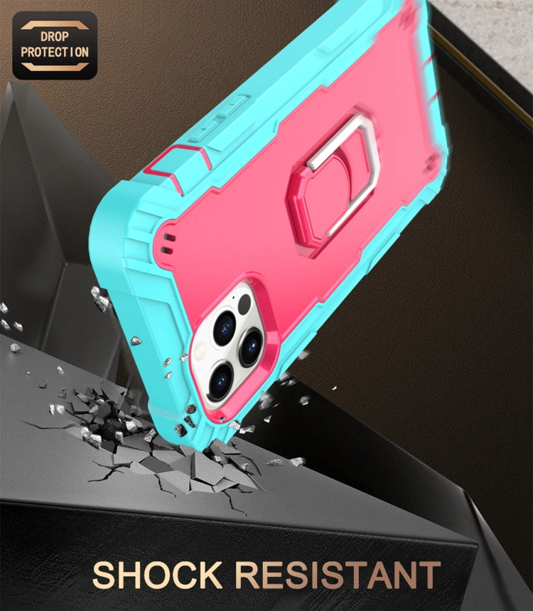 For iPhone 12 Pro Max PC + Rubber 3-layers Shockproof Protective Case with Rotating Holder