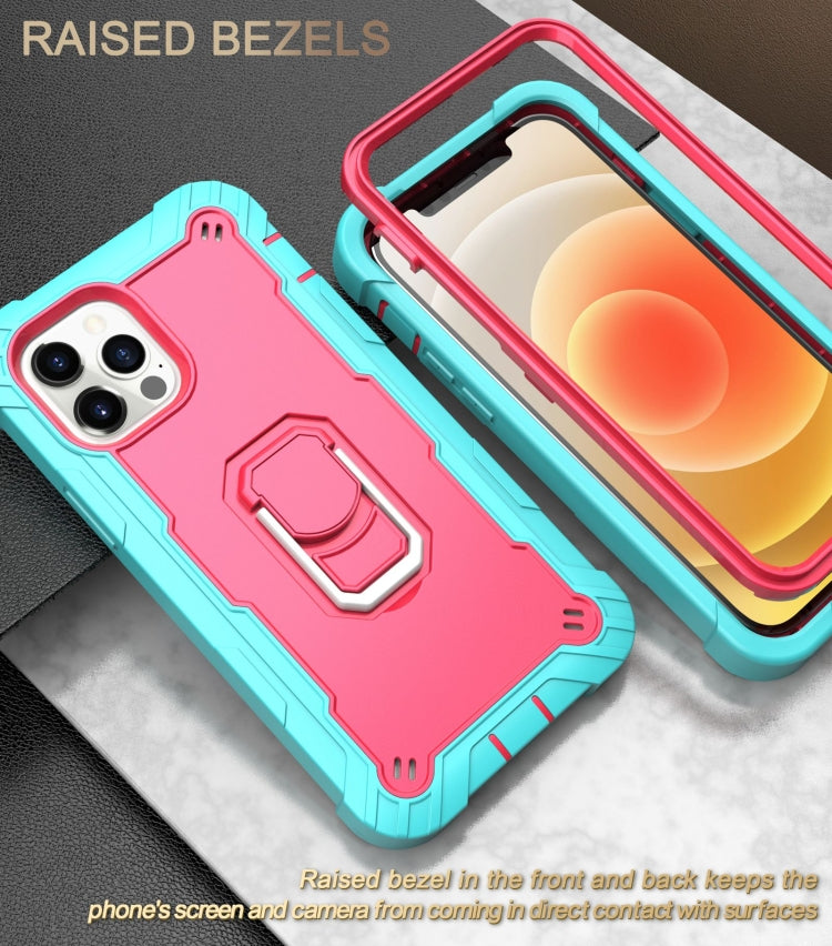 For iPhone 12 Pro Max PC + Rubber 3-layers Shockproof Protective Case with Rotating Holder