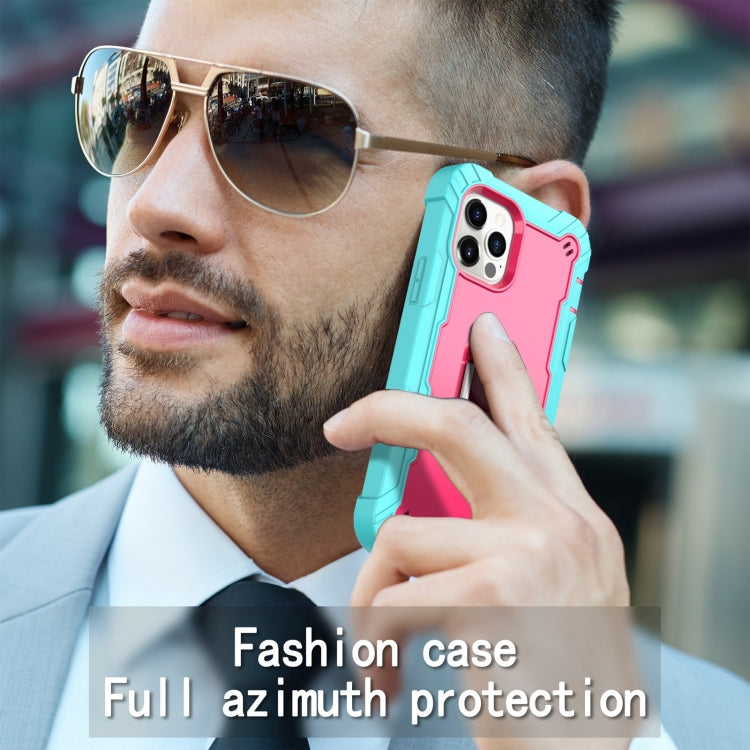 For iPhone 12 Pro Max PC + Rubber 3-layers Shockproof Protective Case with Rotating Holder