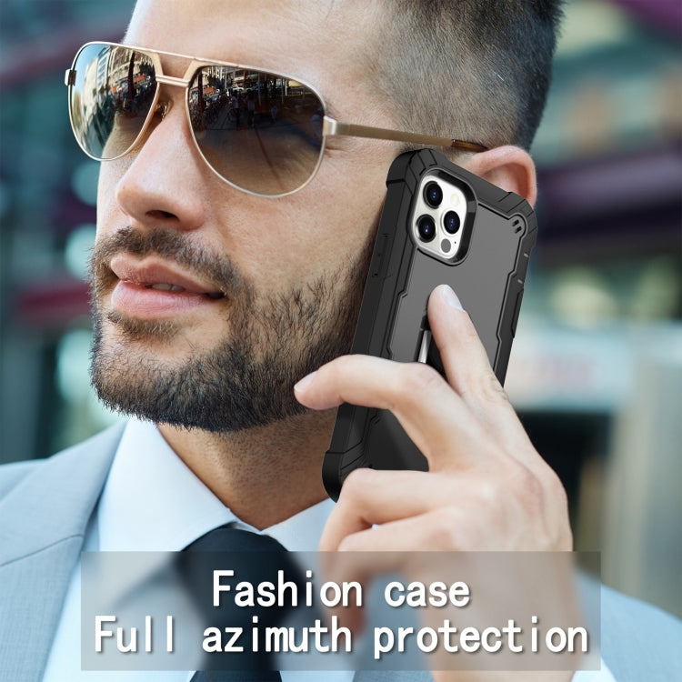For iPhone 12 Pro Max PC + Rubber 3-layers Shockproof Protective Case with Rotating Holder