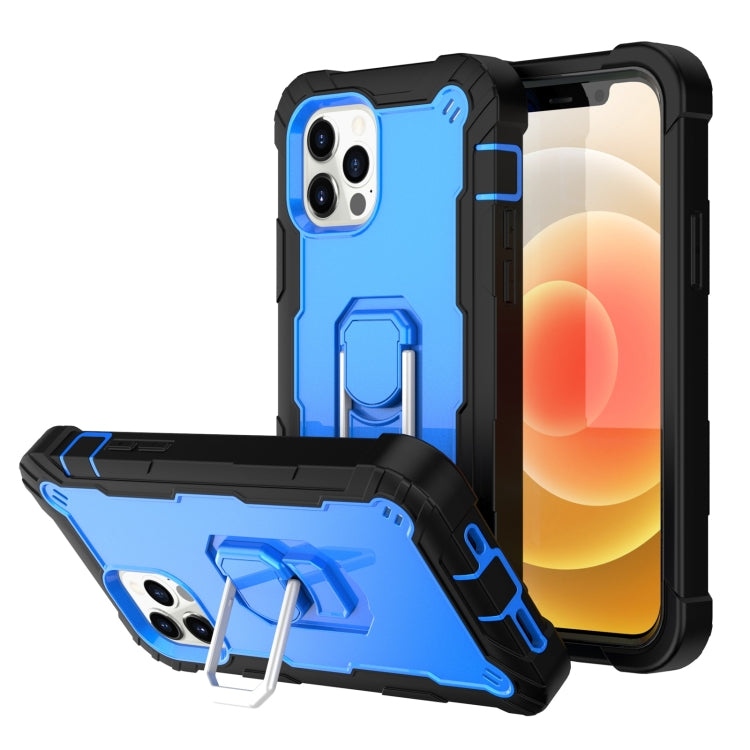 For iPhone 12 Pro Max PC + Rubber 3-layers Shockproof Protective Case with Rotating Holder