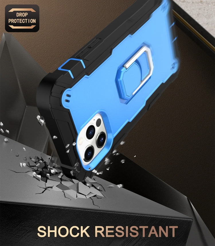 For iPhone 12 Pro Max PC + Rubber 3-layers Shockproof Protective Case with Rotating Holder