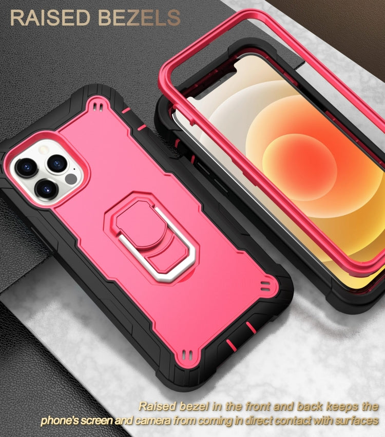 For iPhone 12 Pro Max PC + Rubber 3-layers Shockproof Protective Case with Rotating Holder