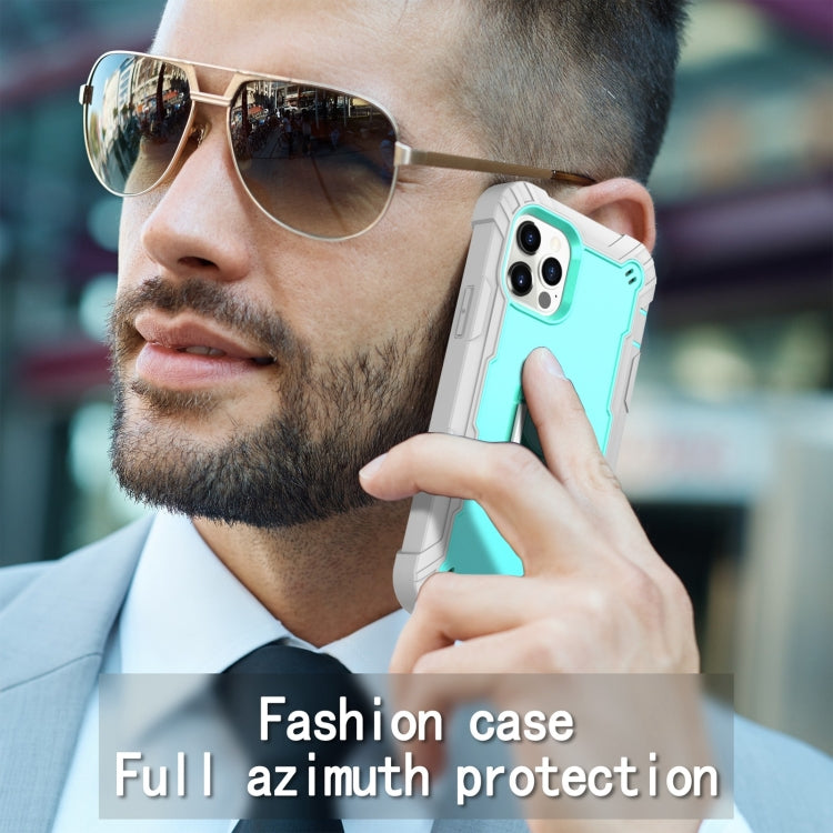 For iPhone 12 Pro Max PC + Rubber 3-layers Shockproof Protective Case with Rotating Holder