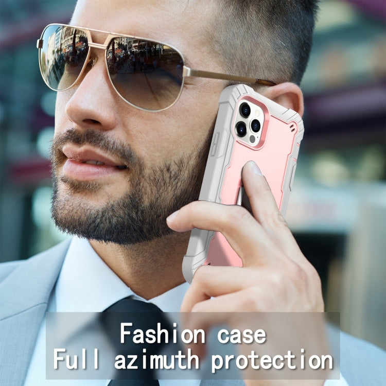 For iPhone 12 Pro Max PC + Rubber 3-layers Shockproof Protective Case with Rotating Holder