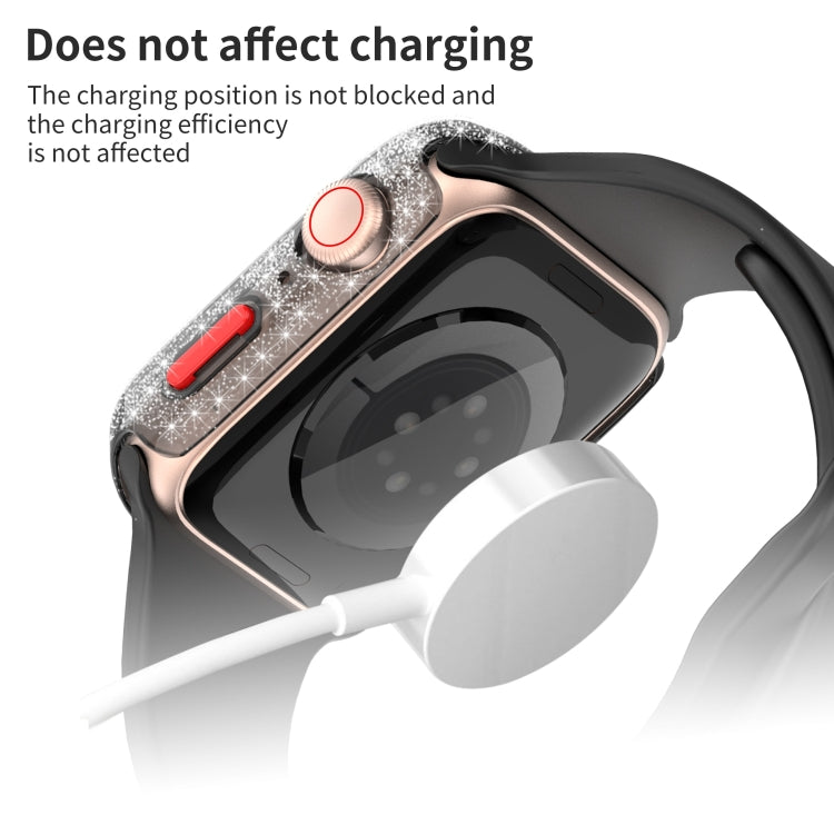 For Apple Watch Series 6 & SE & 5 & 4 44mm Glitter Powder Shockproof PC+Tempered Glass Protective Case