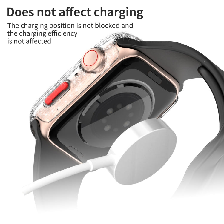 For Apple Watch Series 3 & 2 & 1 42mm Glitter Powder Shockproof PC+Tempered Glass Protective Case