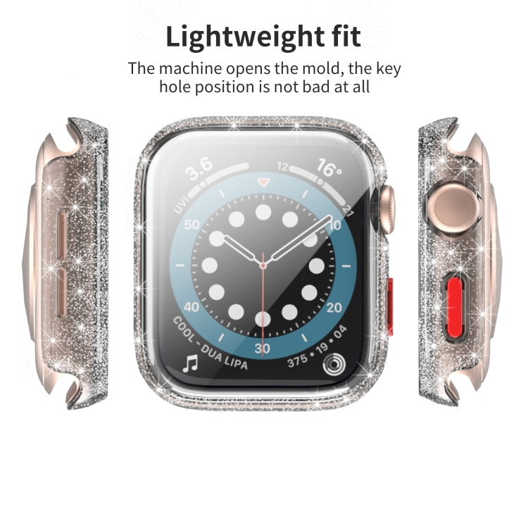 For Apple Watch Series 3 & 2 & 1 42mm Glitter Powder Shockproof PC+Tempered Glass Protective Case