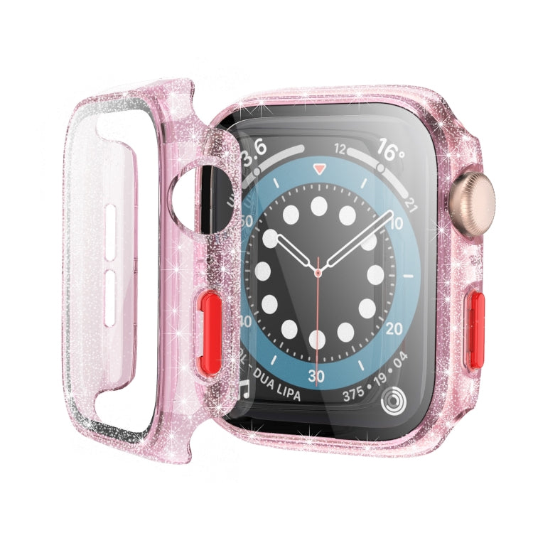 For Apple Watch Series 3 & 2 & 1 42mm Glitter Powder Shockproof PC+Tempered Glass Protective Case