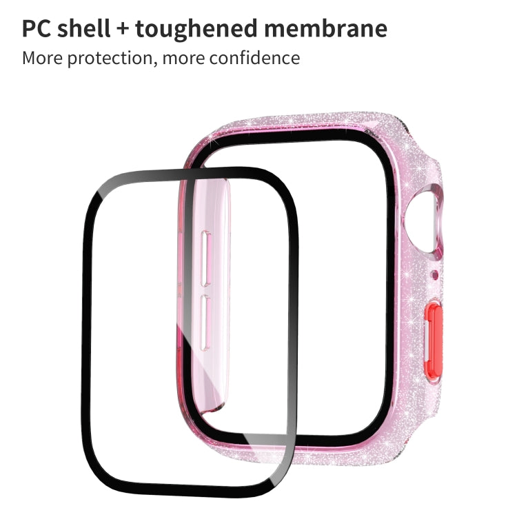 For Apple Watch Series 3 & 2 & 1 42mm Glitter Powder Shockproof PC+Tempered Glass Protective Case