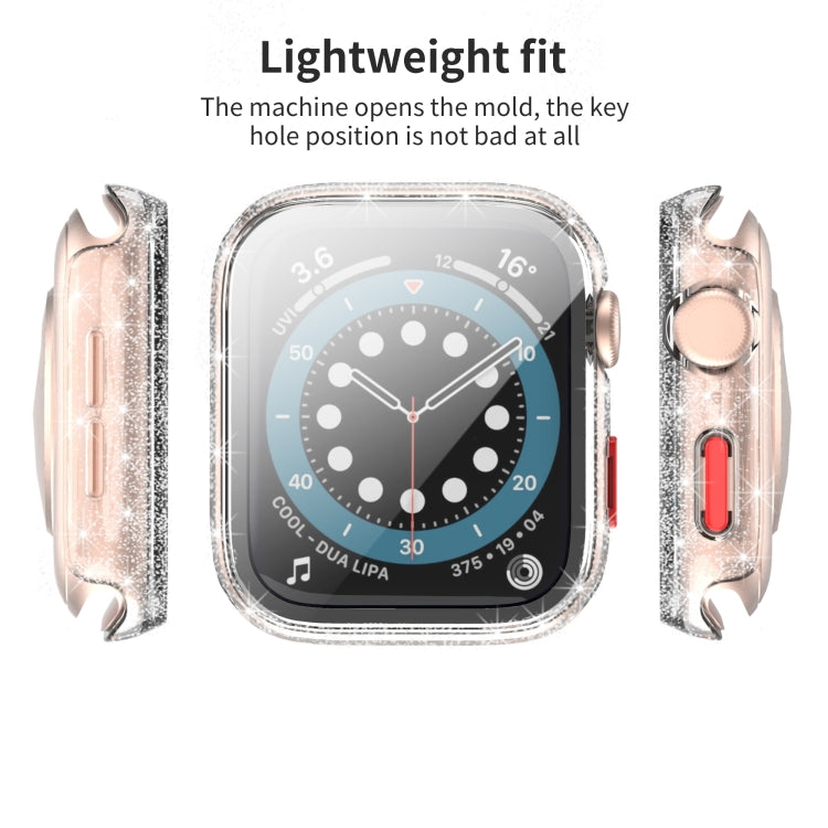 For Apple Watch Series 6 & SE & 5 & 4 40mm Glitter Powder Shockproof PC+Tempered Glass Protective Case