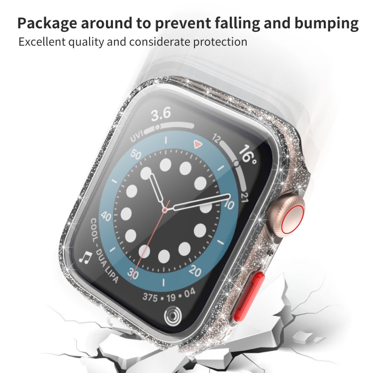 For Apple Watch Series 6 & SE & 5 & 4 40mm Glitter Powder Shockproof PC+Tempered Glass Protective Case