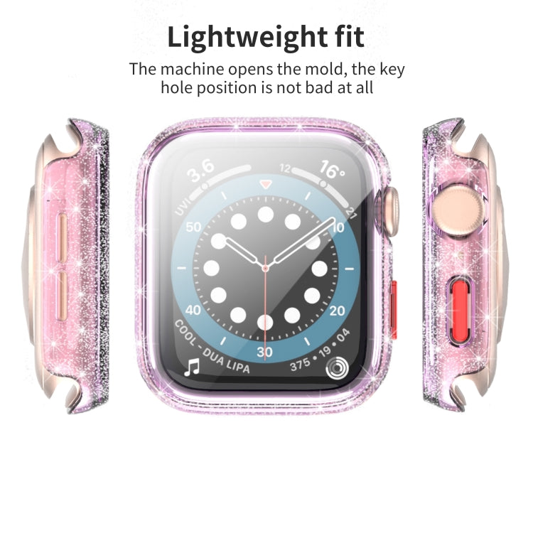 For Apple Watch Series 3 & 2 & 1 38mm Glitter Powder Shockproof PC+Tempered Glass Protective Case
