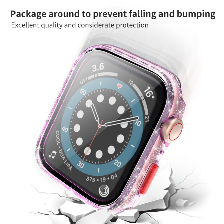 For Apple Watch Series 3 & 2 & 1 38mm Glitter Powder Shockproof PC+Tempered Glass Protective Case