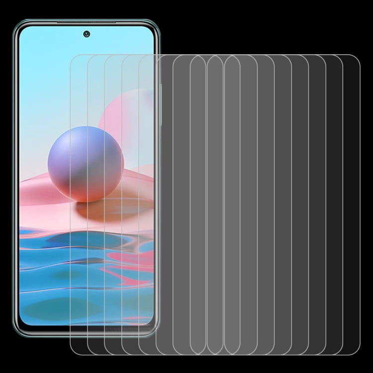 For Xiaomi Redmi Note 10 / Note 11 5G Global / Note 10 Overseas 6.43 inch / Poco M4 Pro 4G 10 PCS 0.26mm 9H 2.5D Tempered Glass Film