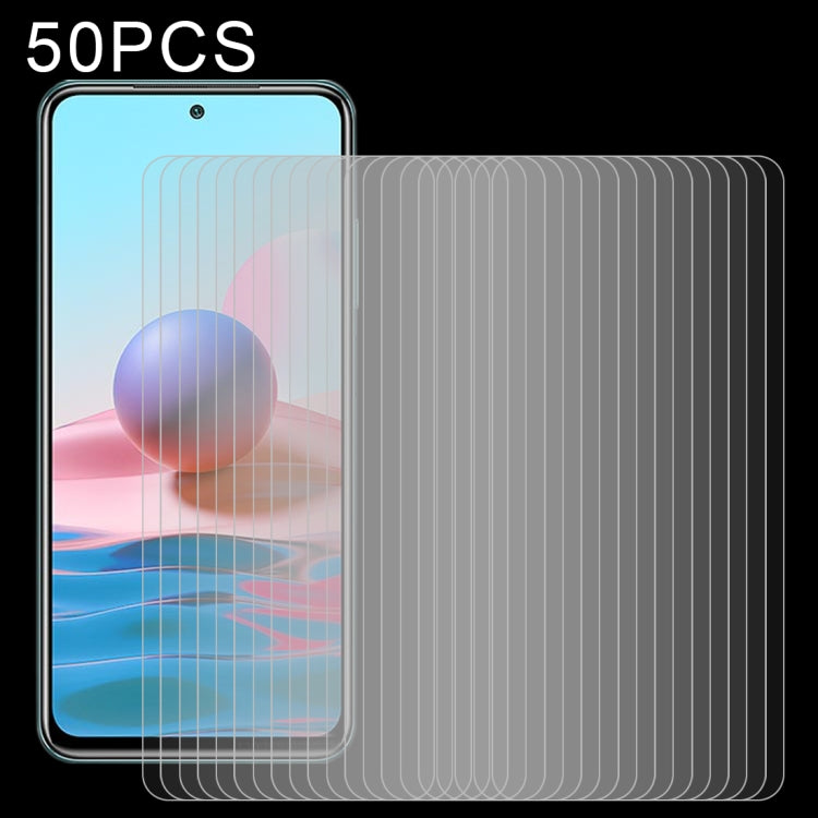 For Xiaomi Redmi Note 10 / Note 11 5G Global / Note 10 Overseas 6.43 inch / Poco M4 Pro 4G 50 PCS 0.26mm 9H 2.5D Tempered Glass Film