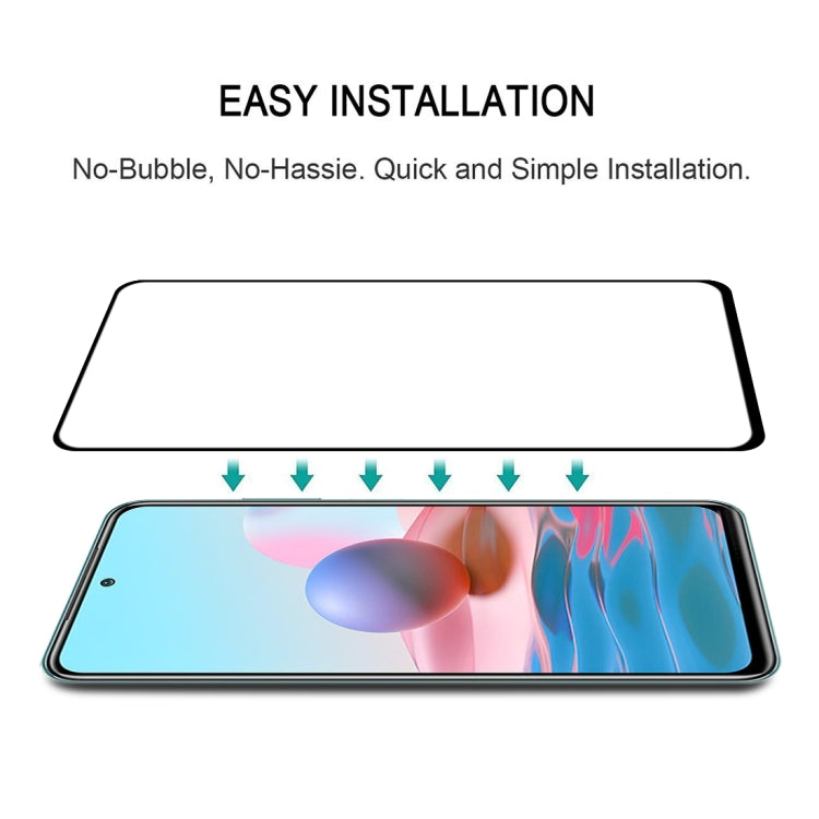 For Xiaomi Redmi Note 10 (Indian Version) Full Glue Full Cover Screen Protector Tempered Glass Film