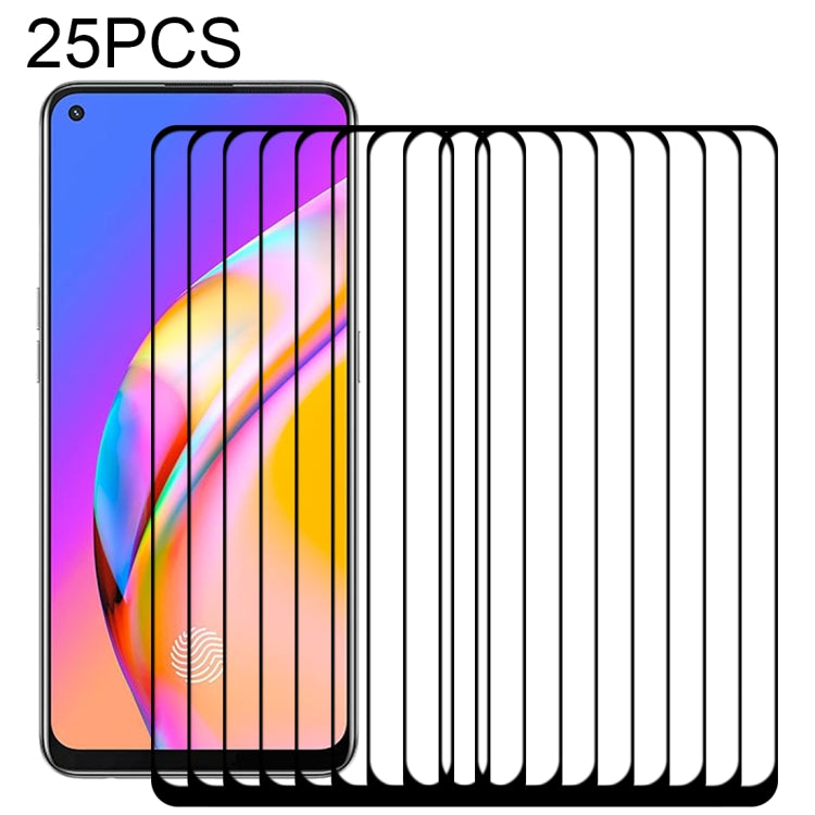 For OPPO F19 Pro 25 PCS Full Glue Full Cover Screen Protector Tempered Glass Film