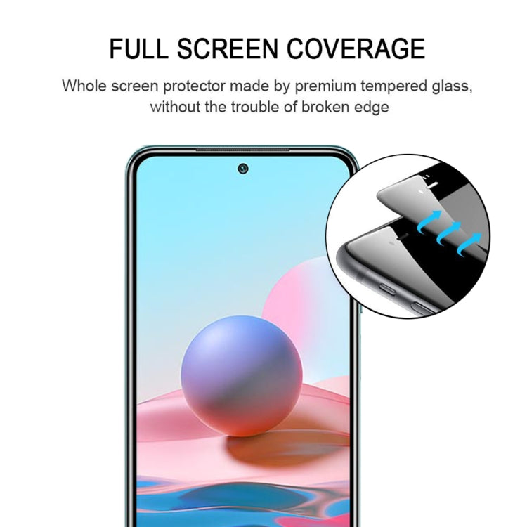 For Xiaomi Redmi Note 10 (Indian Version) 25 PCS Full Glue Full Cover Screen Protector Tempered Glass Film