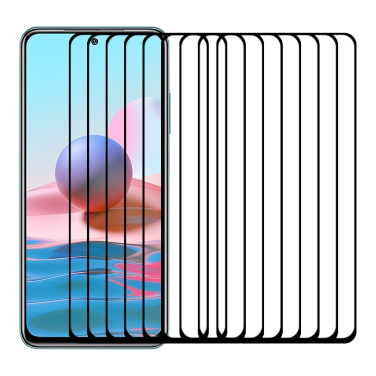 For Xiaomi Redmi Note 10 (Indian Version) 25 PCS Full Glue Full Cover Screen Protector Tempered Glass Film
