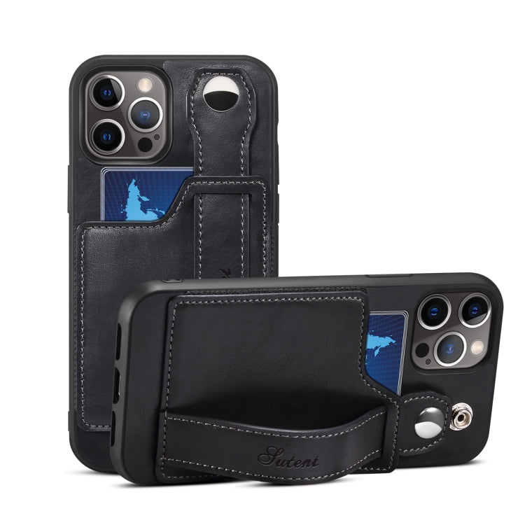 TPU + PU Leather Shockproof Protective Case with Card Slots and Hand Strap For Apple iPhone 12 Pro