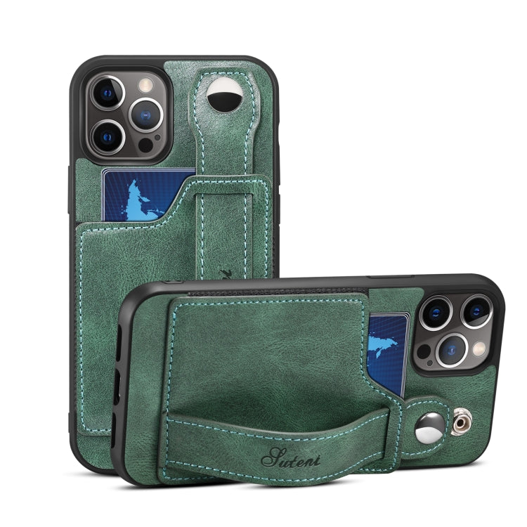 TPU + PU Leather Shockproof Protective Case with Card Slots and Hand Strap For Apple iPhone 12 Pro