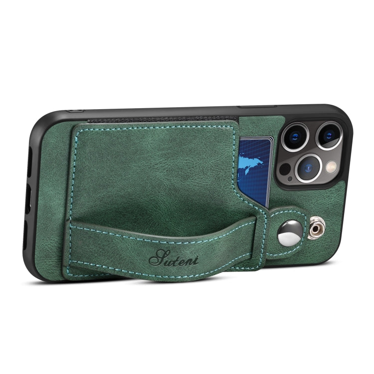 TPU + PU Leather Shockproof Protective Case with Card Slots and Hand Strap For Apple iPhone 12 Pro