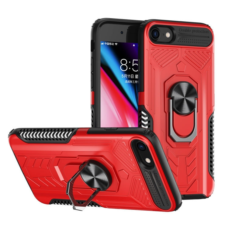 For iPhone SE 2022 / SE 2020 / 8 / 7 Shield Armor PC+TPU Protective Case with 360 Degree Rotation Ring Holder