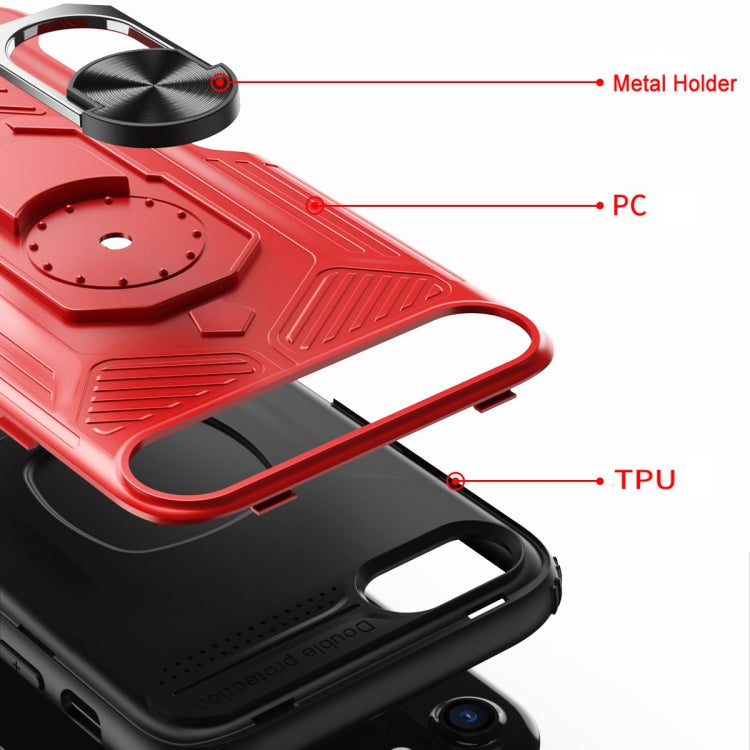 For iPhone SE 2022 / SE 2020 / 8 / 7 Shield Armor PC+TPU Protective Case with 360 Degree Rotation Ring Holder