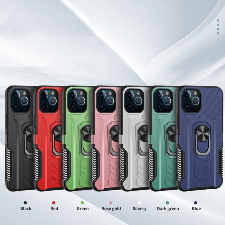 For iPhone 12 / 12 Pro Shield Armor PC+TPU Protective Case with 360 Degree Rotation Ring Holder